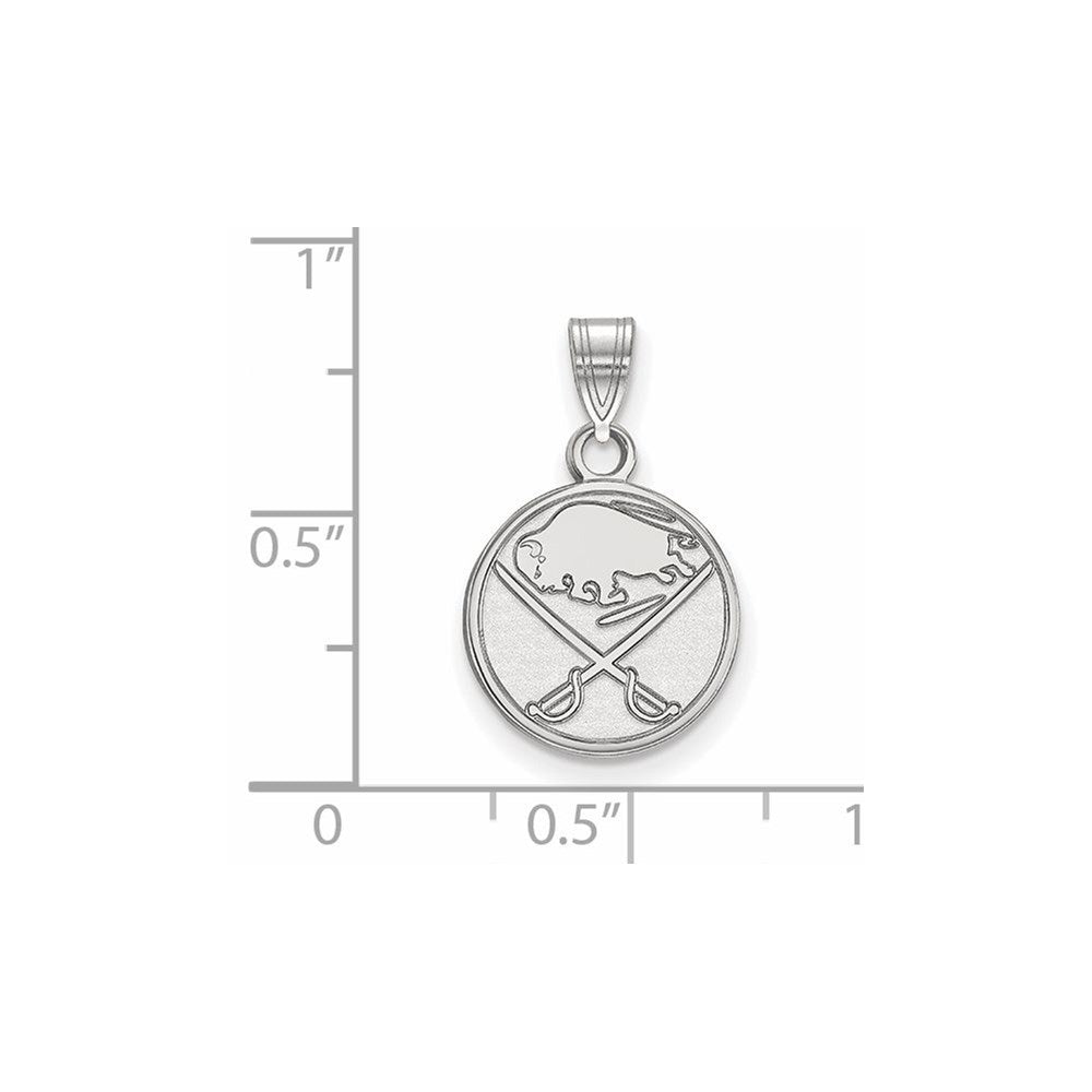 Sterling Silver Rhodium Plated Nhl Logoart Buffalo Sabres Small Pendant