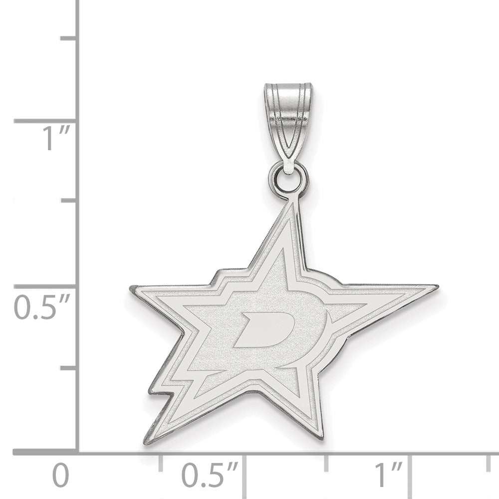 Sterling Silver Rhodium Plated Nhl Logoart Dallas Stars Large Pendant