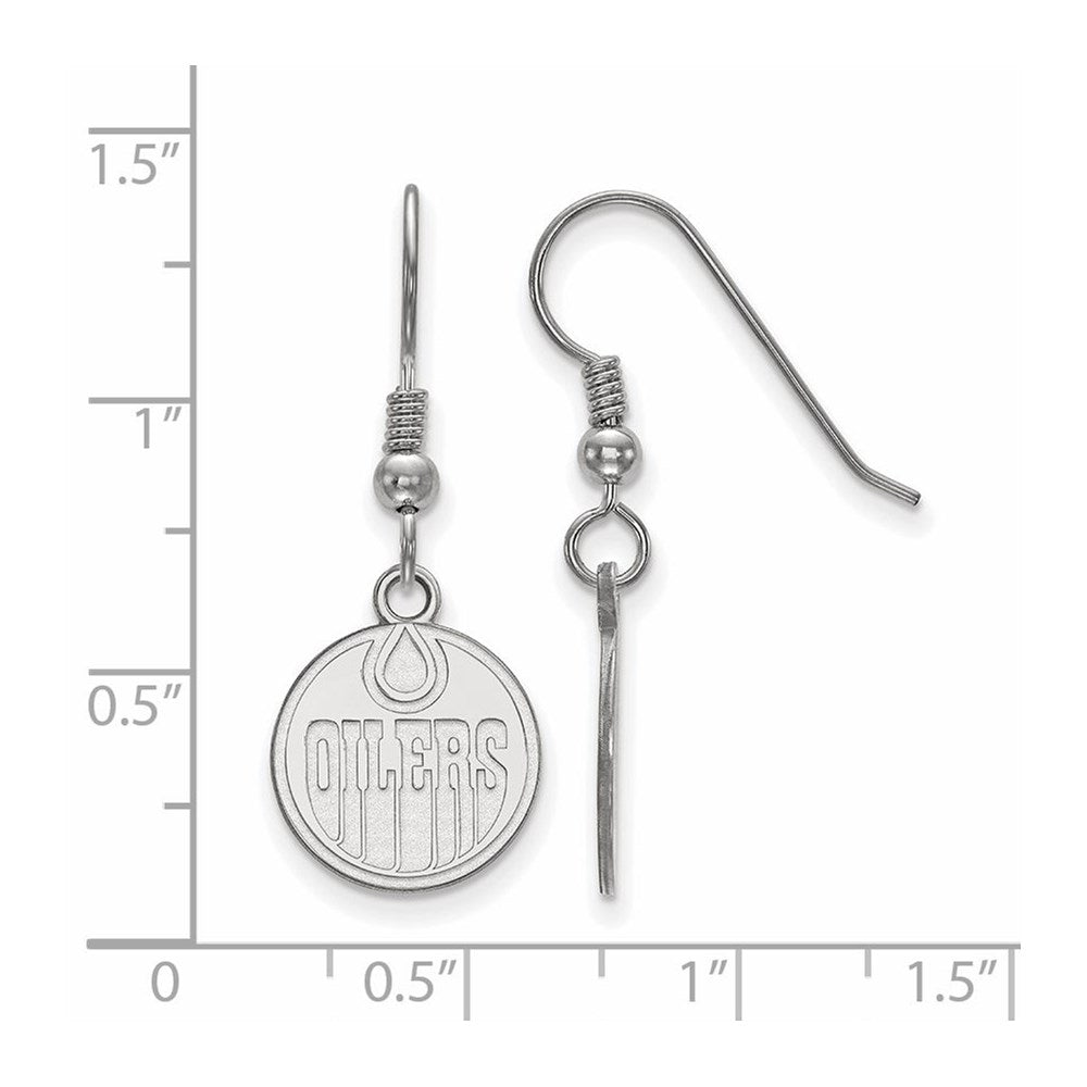 Sterling Silver Rhodium Plated Nhl Logoart Edmonton Oilers Small Dangle Wire Earrings