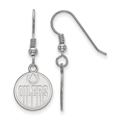 Sterling Silver Rhodium Plated Nhl Logoart Edmonton Oilers Small Dangle Wire Earrings
