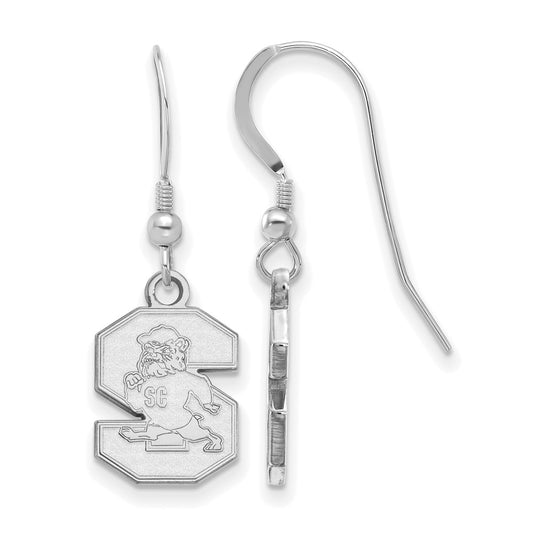 Sterling Silver Rhodium Plated Logoart South Carolina State University Small Dangle Wire Earrings