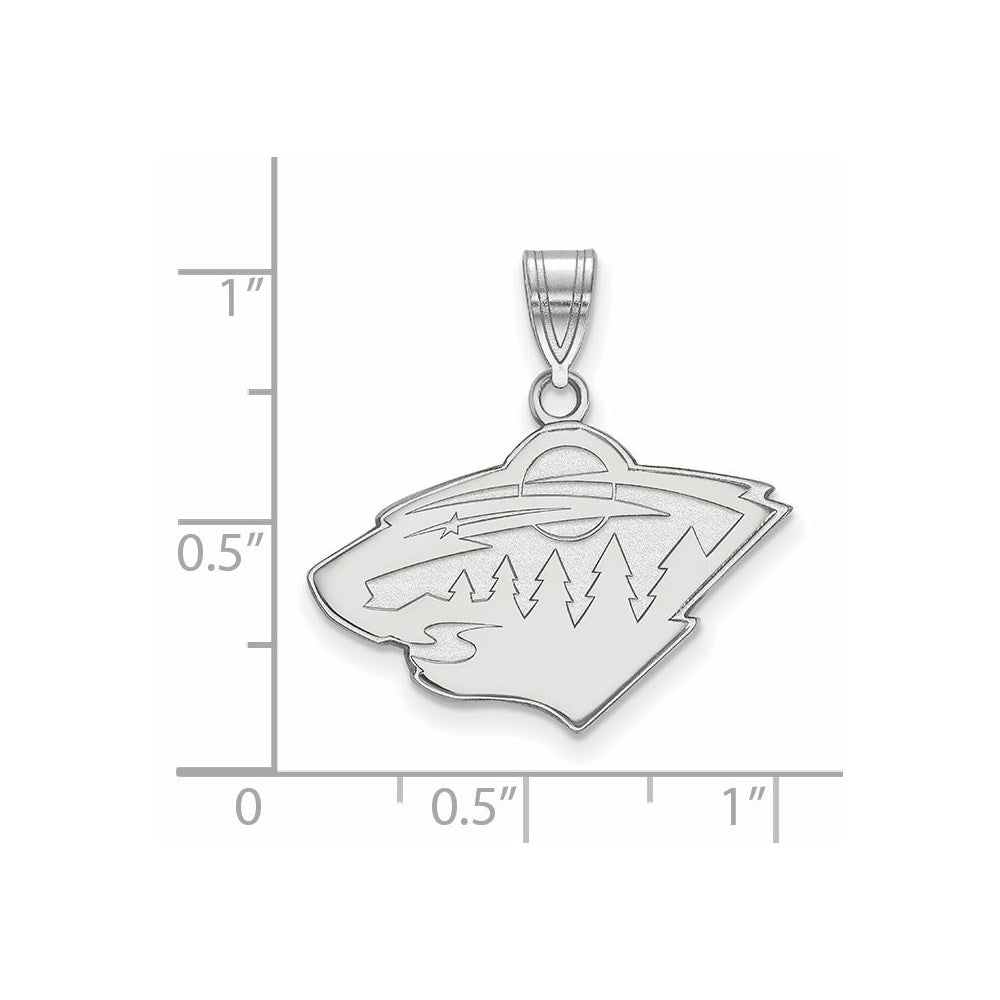10K White Gold Nhl Logoart Minnesota Wild Medium Pendant