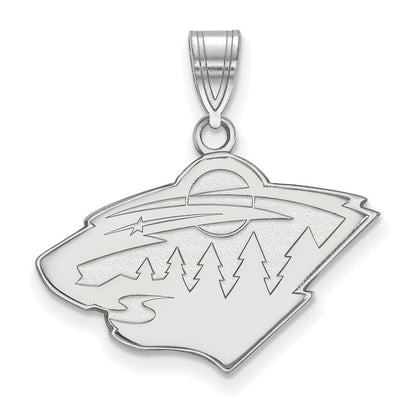 10K White Gold Nhl Logoart Minnesota Wild Medium Pendant