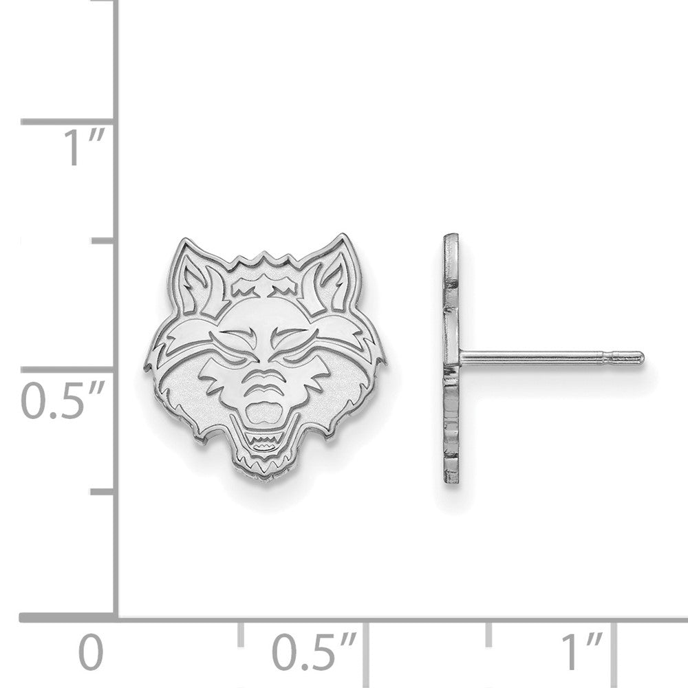 10K White Gold Logoart Arkansas State University Wolf Small Post Earrings