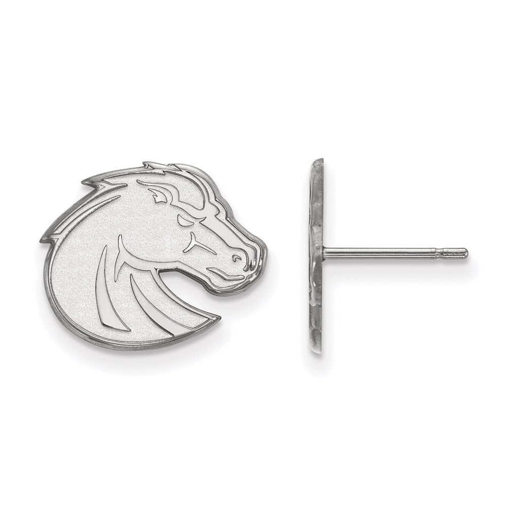 Sterling Silver Rhodium Plated Logoart Boise State University Bronco Small Post Earrings