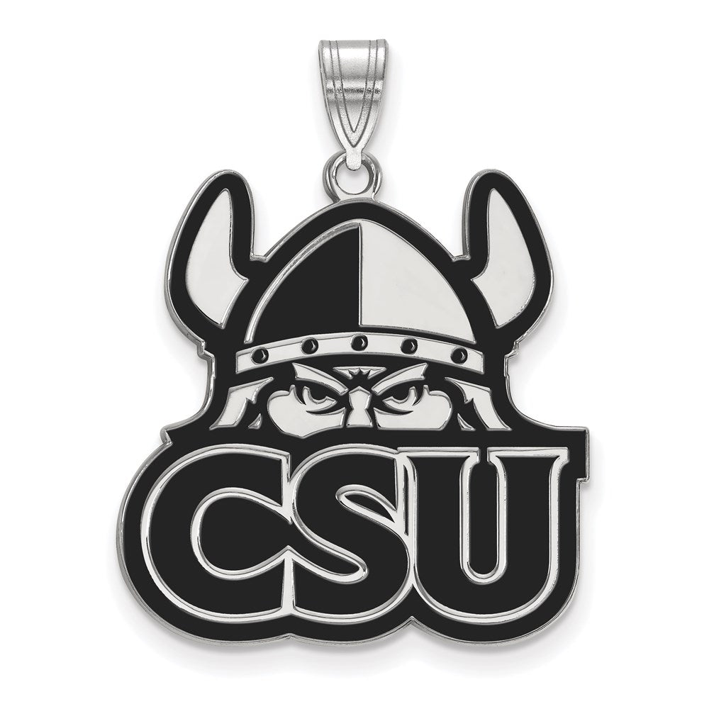 Sterling Silver Rhodium Plated Logoart Cleveland State University Extra Large Enameled Pendant