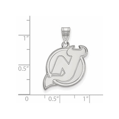 Sterling Silver Rhodium Plated Nhl Logoart New Jersey Devils Large Pendant