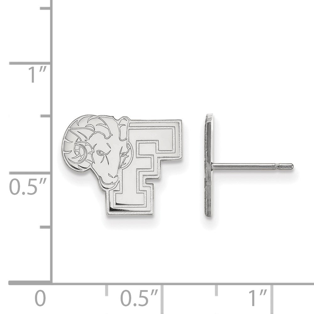 Sterling Silver Rhodium Plated Logoart Fordham University Ram Small Post Earrings