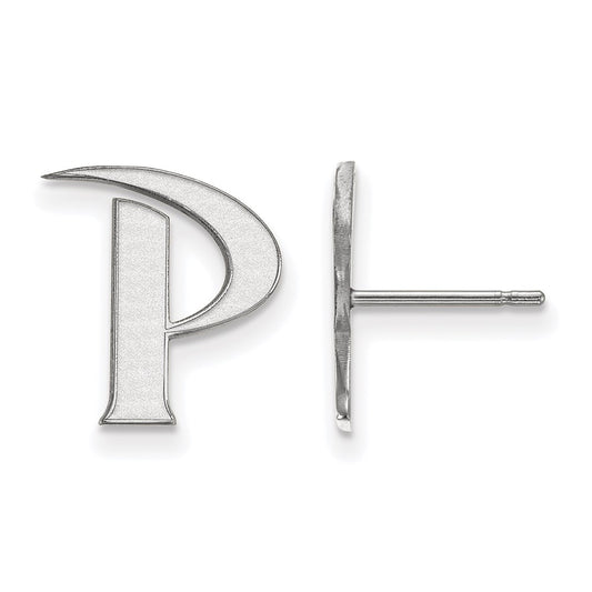 Sterling Silver Rhodium Plated Logoart Pepperdine University Letter P Small Post Earrings