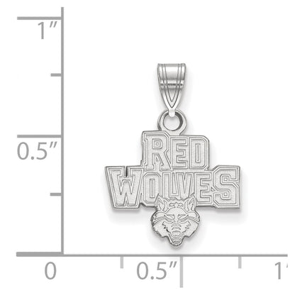 10K White Gold Logoart Arkansas State University Red Wolves Small Pendant