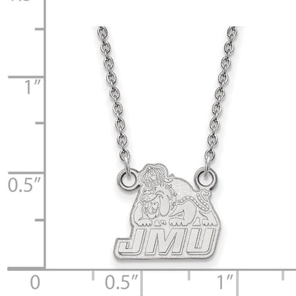 Sterling Silver Rhodium Plated Logoart James Madison University Small Pendant 18 Inch Necklace