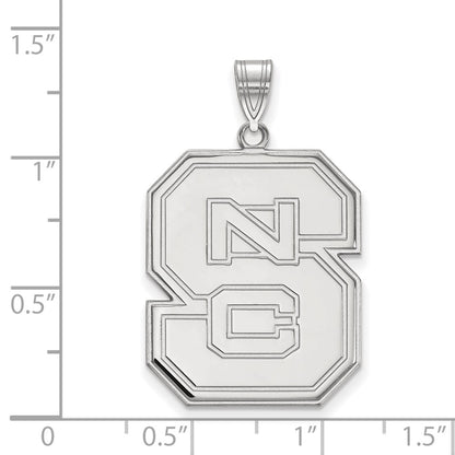 10K White Gold Logoart North Carolina State University N C S Extra Large Pendant