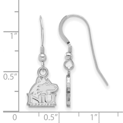 Sterling Silver Rhodium Plated Logoart Northern Illinois University N I U Huskies Extra Small Dangle Wire Earrings