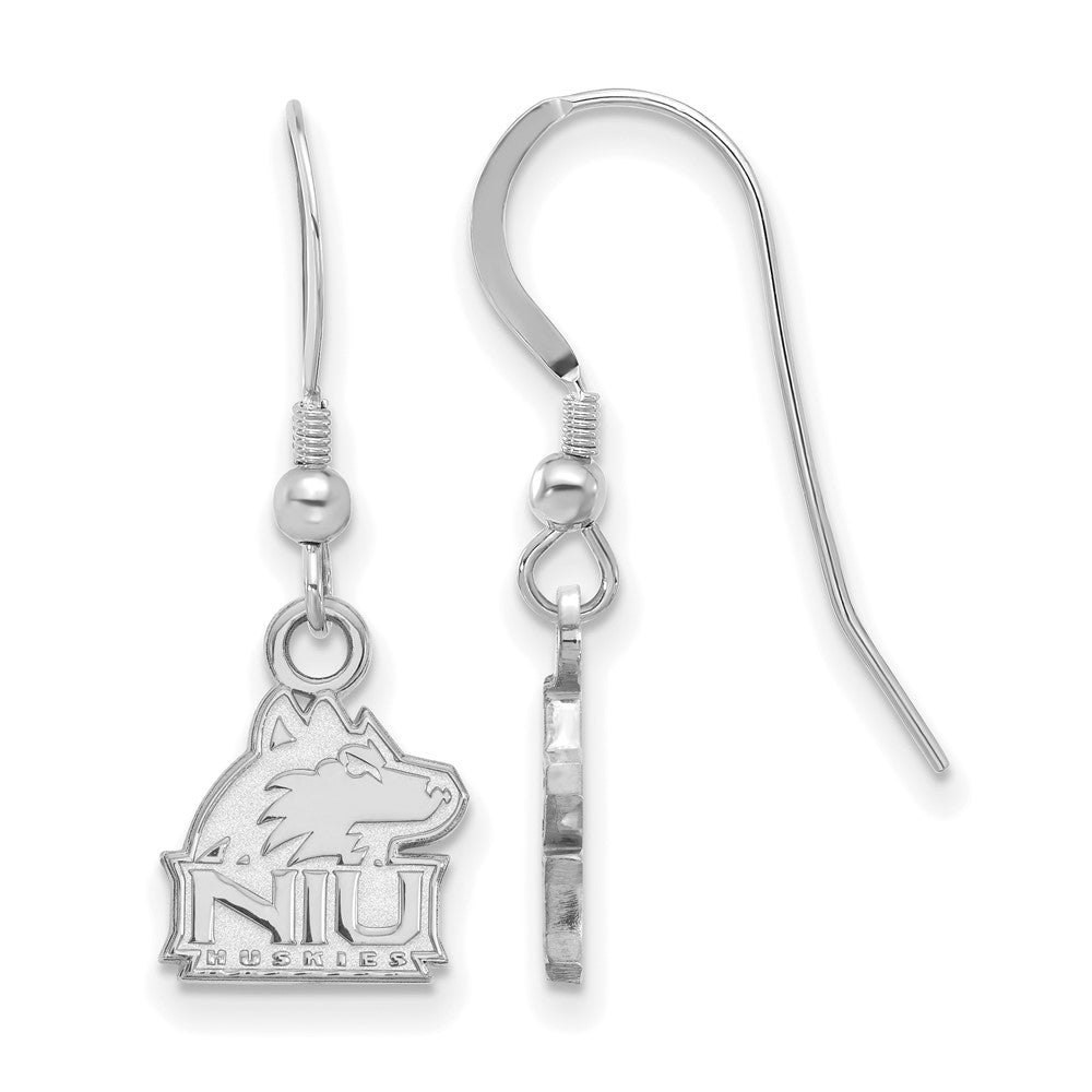 Sterling Silver Rhodium Plated Logoart Northern Illinois University N I U Huskies Extra Small Dangle Wire Earrings