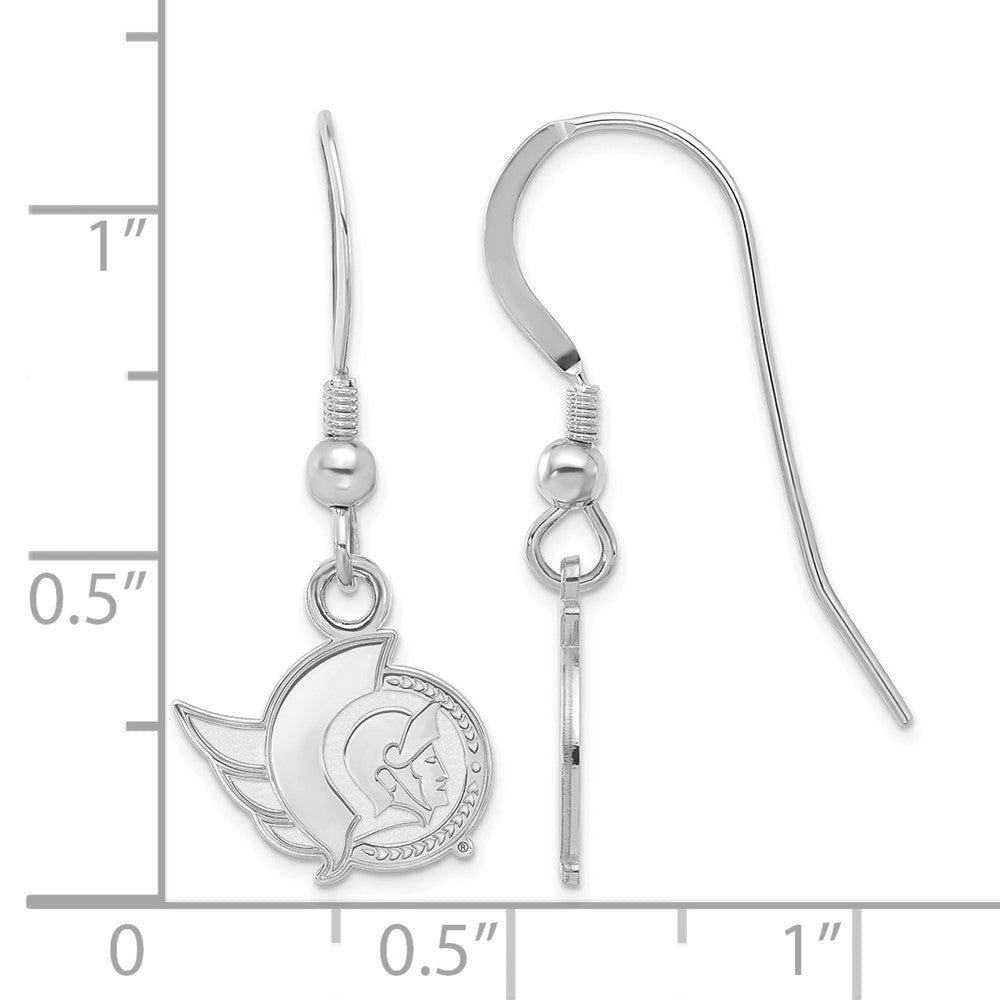 Sterling Silver Rhodium Plated Nhl Logoart Ottawa Senators Extra Small Dangle Wire Earrings