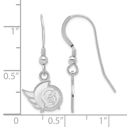 Sterling Silver Rhodium Plated Nhl Logoart Ottawa Senators Extra Small Dangle Wire Earrings