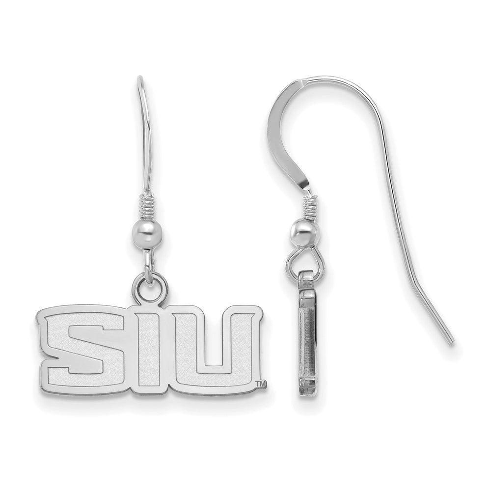 Sterling Silver Rhodium Plated Logoart Southern Illinois University S I U Extra Small Dangle Wire Earrings