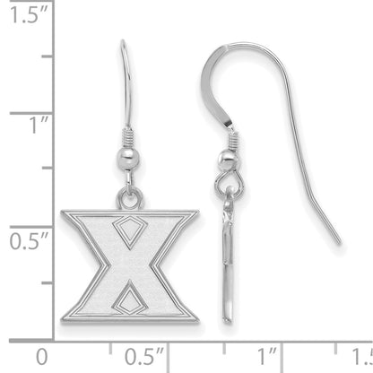 Sterling Silver Rhodium Plated Logoart Xavier University Letter X Small Dangle Wire Earrings