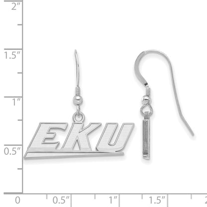 Sterling Silver Rhodium Plated Logoart Eastern Kentucky University E K U Small Dangle Earrings