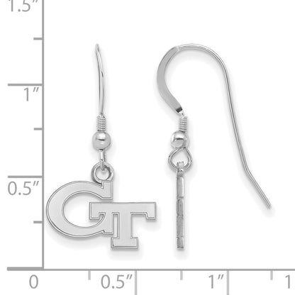 Sterling Silver Rhodium Plated Logoart Georgia Institute Of Technology G T Extra Small Dangle Wire Earrings