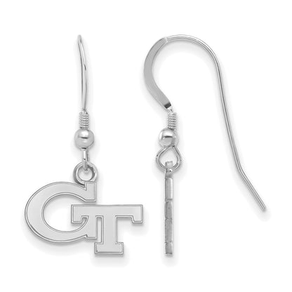 Sterling Silver Rhodium Plated Logoart Georgia Institute Of Technology G T Extra Small Dangle Wire Earrings