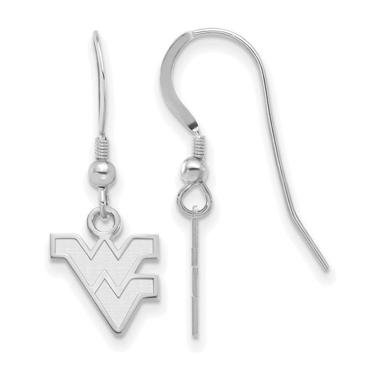 Sterling Silver Rhodium Plated Logoart West Virginia University W V Extra Small Dangle Wire Earrings