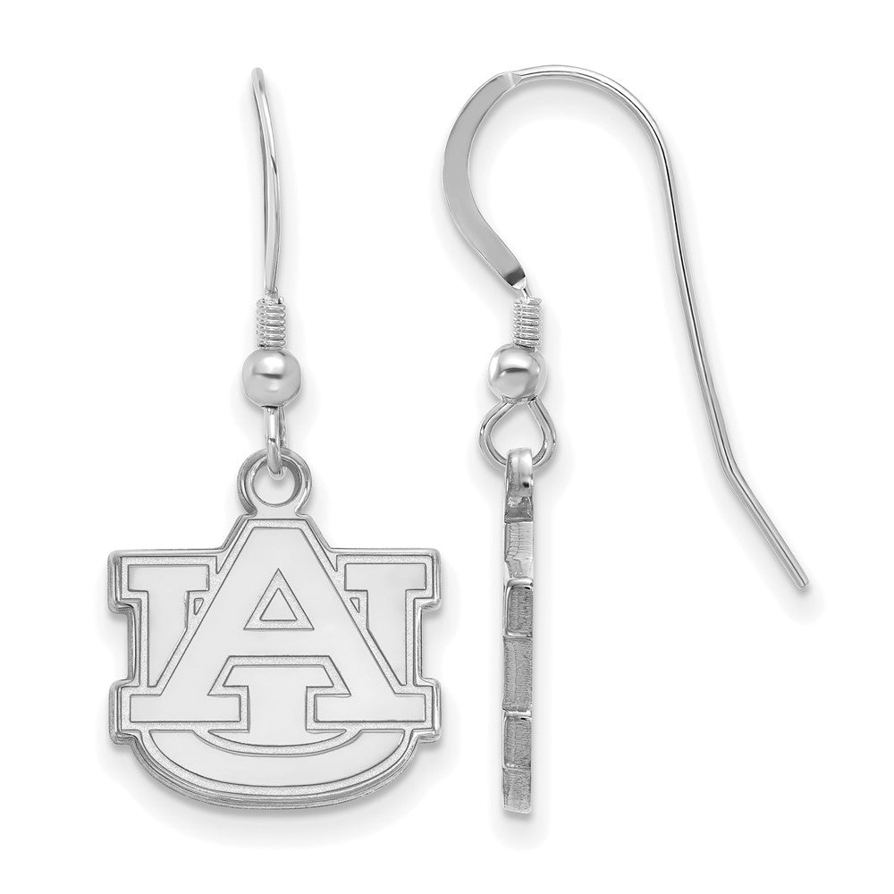 Sterling Silver Rhodium Plated Logoart Auburn University A U Small Dangle Wire Earrings