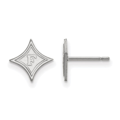Sterling Silver Rhodium Plated Logoart Furman University Extra Small Post Earrings