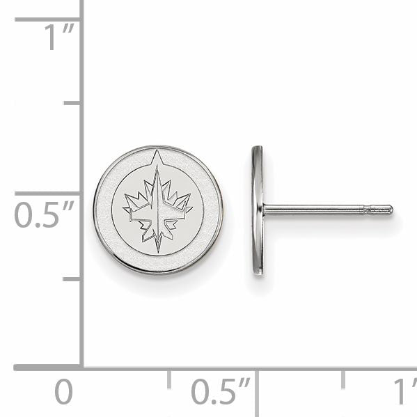 10K White Gold Nhl Logoart Winnipeg Jets Extra Small Post Earrings