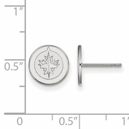 10K White Gold Nhl Logoart Winnipeg Jets Extra Small Post Earrings