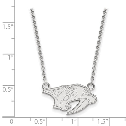 Sterling Silver Rhodium Plated Nhl Logoart Nashville Predators Small Pendant 18 Inch Necklace