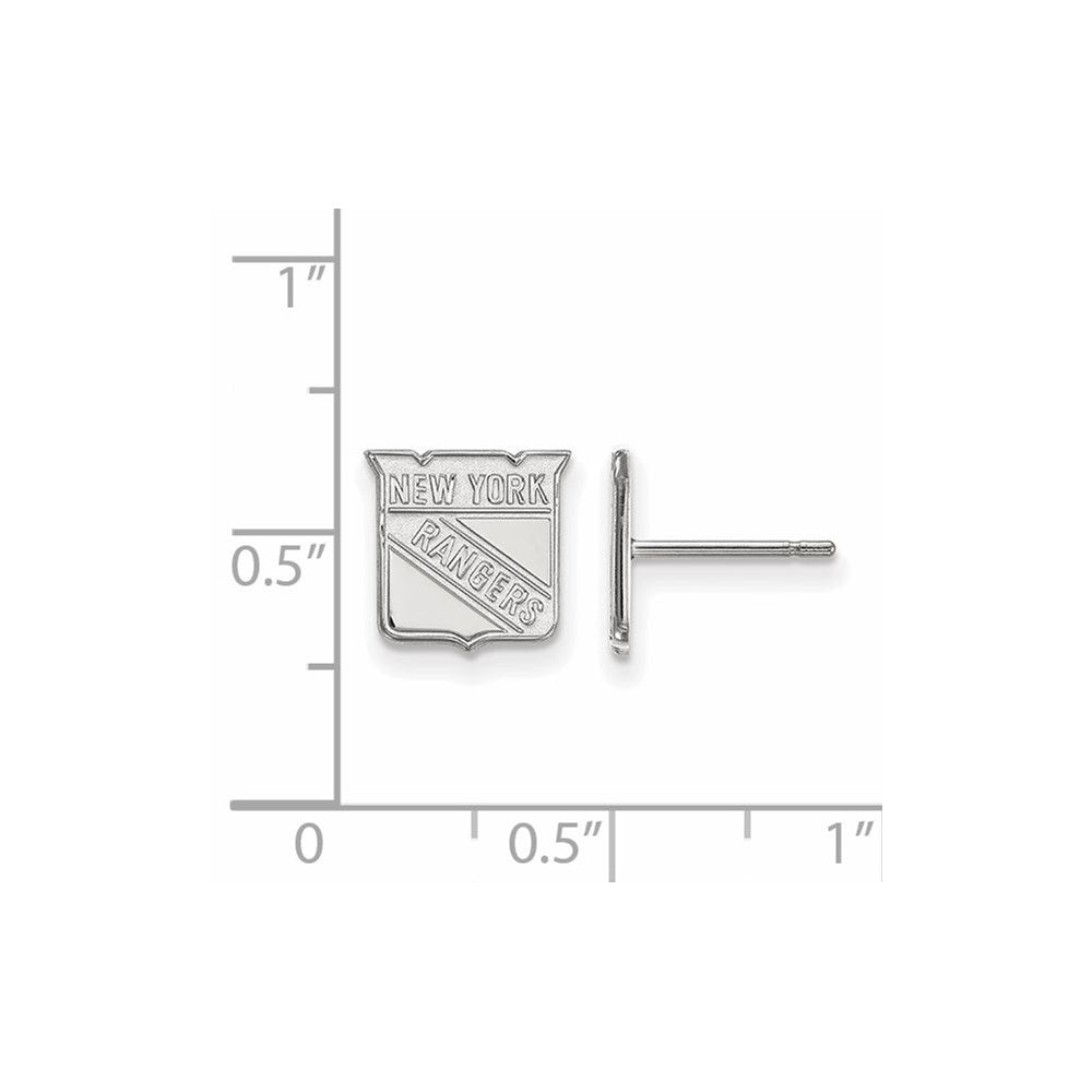 Sterling Silver Rhodium Plated Nhl Logoart New York Rangers Extra Small Post Earrings