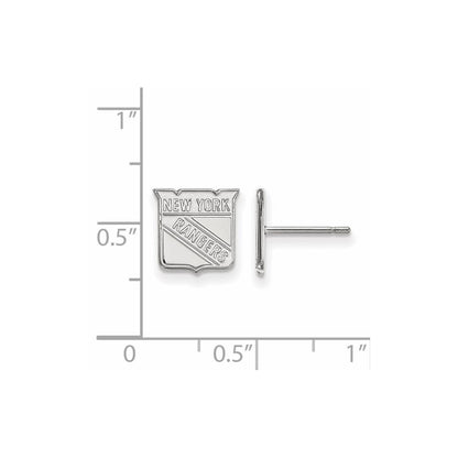 Sterling Silver Rhodium Plated Nhl Logoart New York Rangers Extra Small Post Earrings