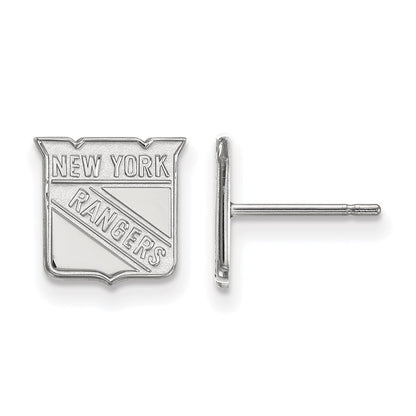 Sterling Silver Rhodium Plated Nhl Logoart New York Rangers Extra Small Post Earrings