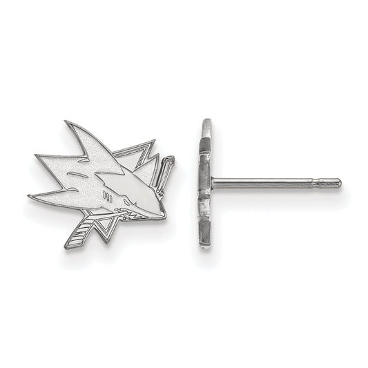 10K White Gold Nhl Logoart San Jose Sharks Extra Small Post Earrings