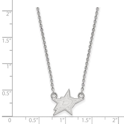 10K White Gold Nhl Logoart Dallas Stars Small Pendant 18 Inch Necklace