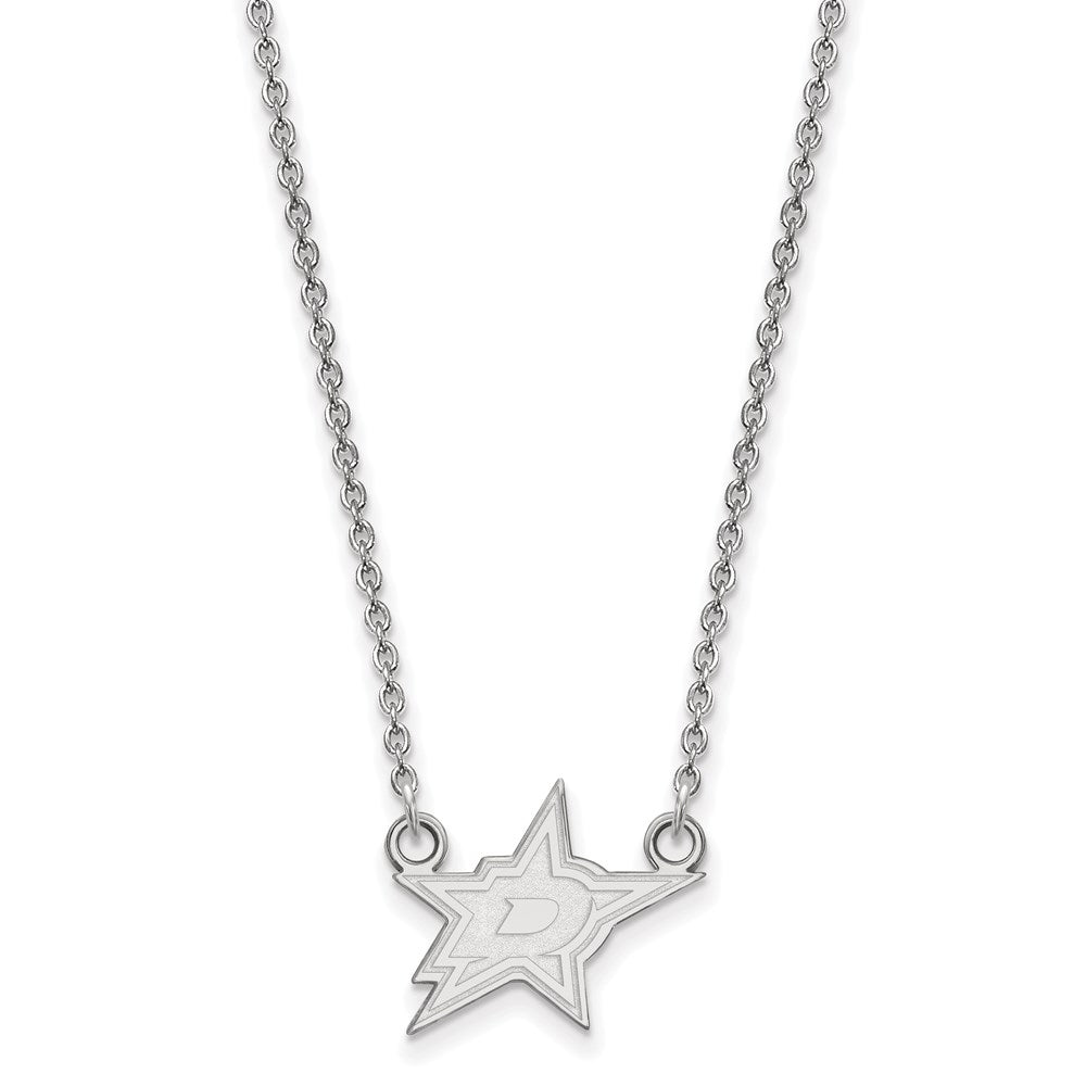 Sterling Silver Rhodium Plated Nhl Logoart Dallas Stars Small Pendant 18 Inch Necklace
