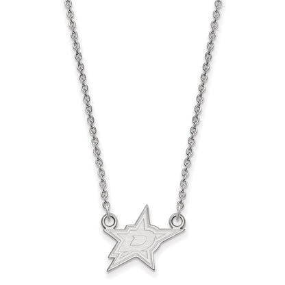 10K White Gold Nhl Logoart Dallas Stars Small Pendant 18 Inch Necklace