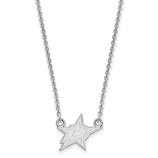 14K White Gold Nhl Logoart Dallas Stars Small Pendant 18 Inch Necklace