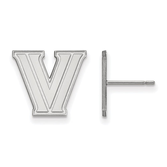Sterling Silver Rhodium Plated Logoart Villanova University Letter V Small Post Earrings