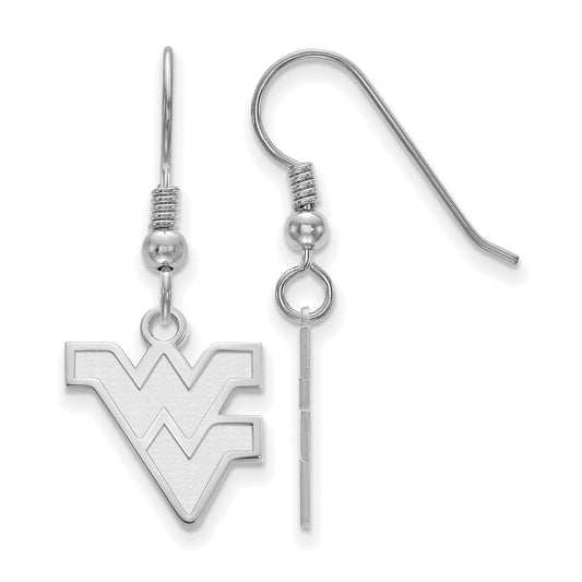 Sterling Silver Rhodium Plated Logoart West Virginia University W V Small Dangle Wire Earrings