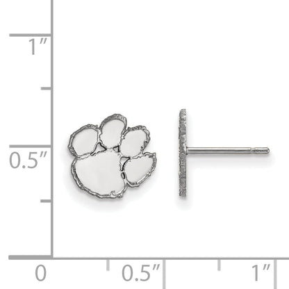 14K White Gold Logoart Clemson University Tiger Paw Extra Small Post Earrings
