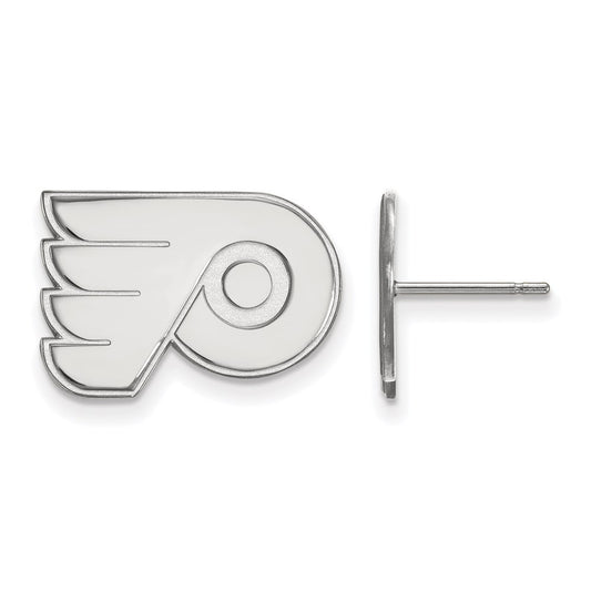 10K White Gold Nhl Logoart Philadelphia Flyers Small Post Earrings