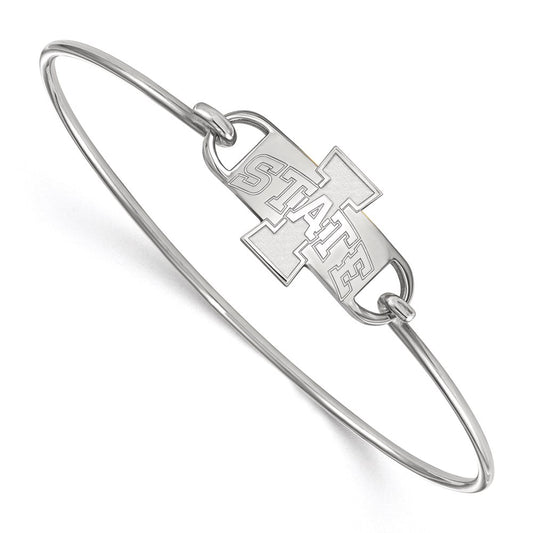 Sterling Silver Rhodium Plated Logoart Iowa State University Medium Center 7 Inch Wire Bangle