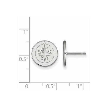 10K White Gold Nhl Logoart Winnipeg Jets Small Post Earrings