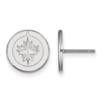 10K White Gold Nhl Logoart Winnipeg Jets Small Post Earrings