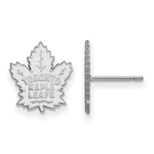 10K White Gold Nhl Logoart Toronto Maple Leafs Small Post Earrings