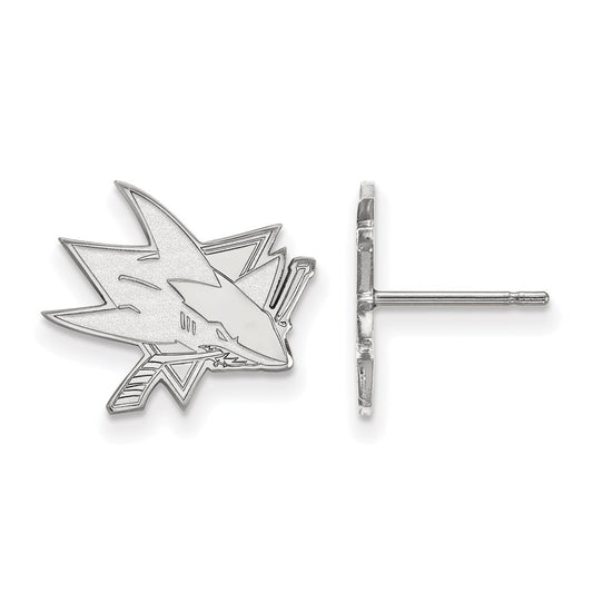 10K White Gold Nhl Logoart San Jose Sharks Small Post Earrings