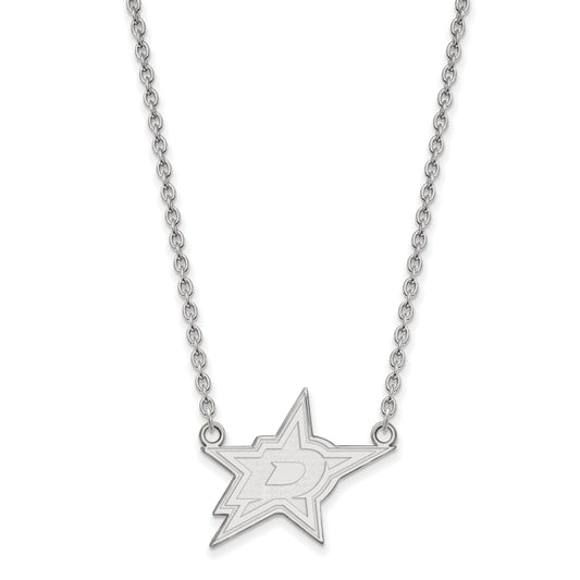 10K White Gold Nhl Logoart Dallas Stars Large Pendant 18 Inch Necklace