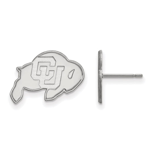 Sterling Silver Rhodium Plated Logoart University Of Colorado Buffalo Small Post Earrings